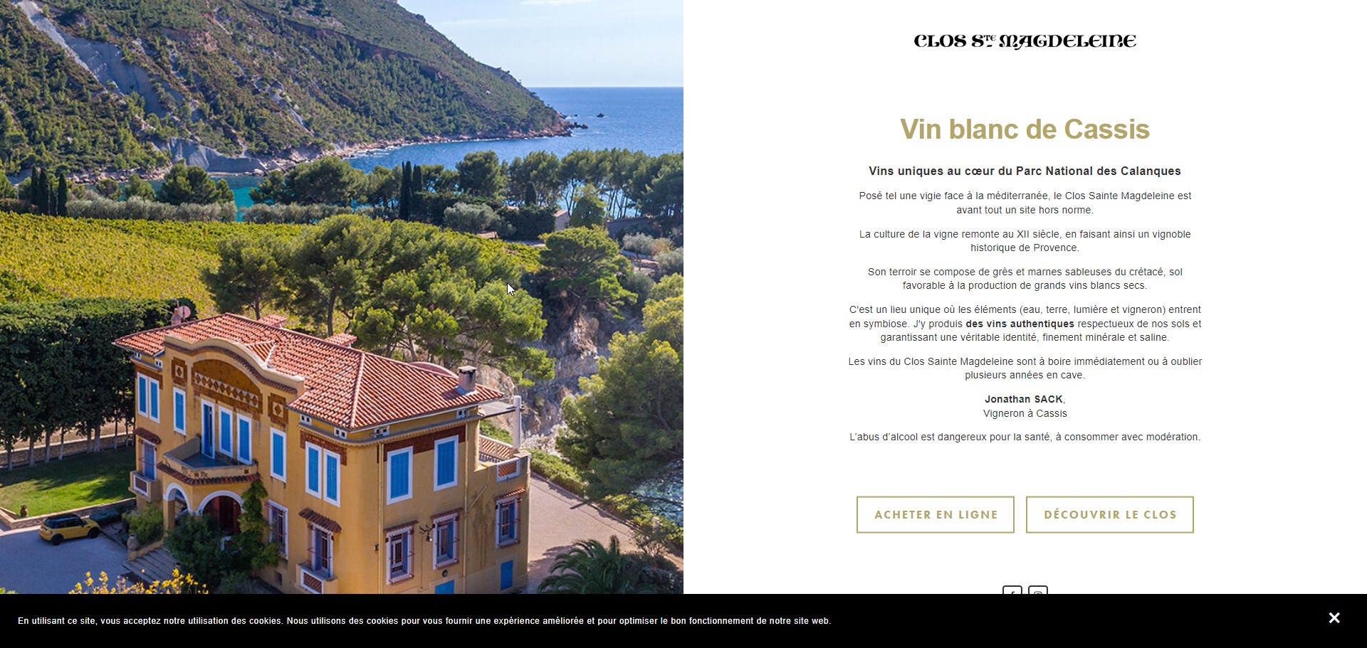 Clos Sainte Magdeleine | Vins blanc et vins rosé AOC certifiés bio de Cassis